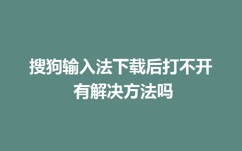 搜狗输入法下载后打不开 有解决方法吗